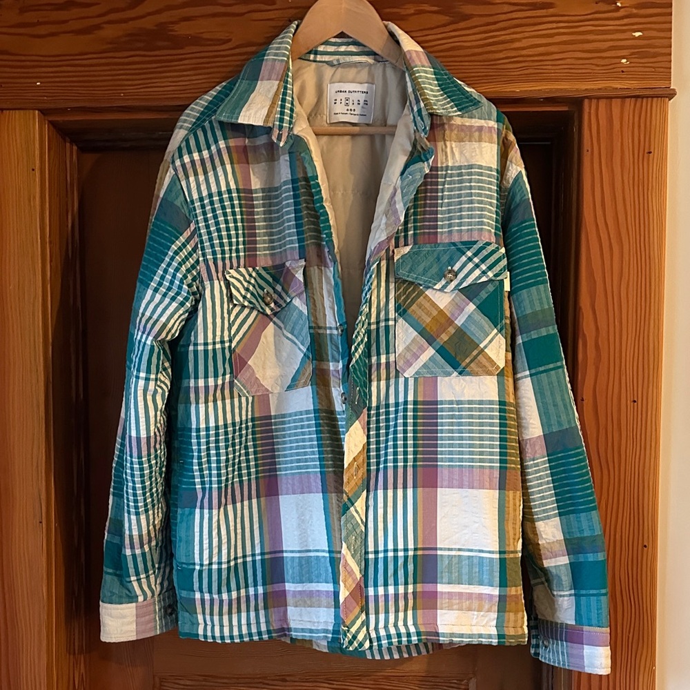 Urban Outfitters Plaid Seersucker Trucker Coat